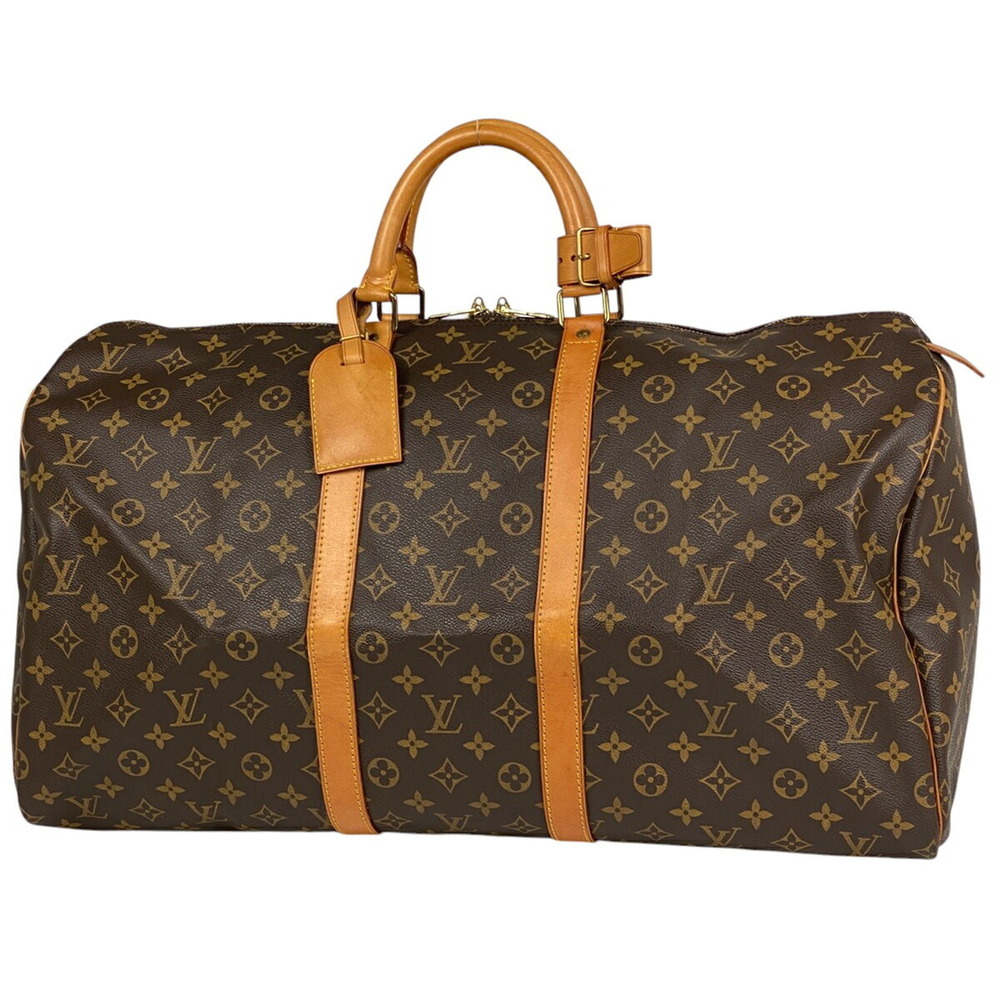 Louis Vuitton Keepall Handbag Travel Bag Boston Monogram Brown